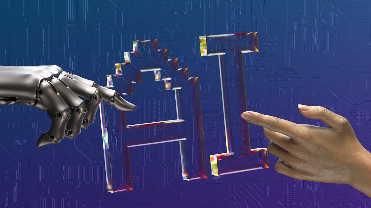 Illustration of AI and human collaboration representing AI and machine learning in healthcare