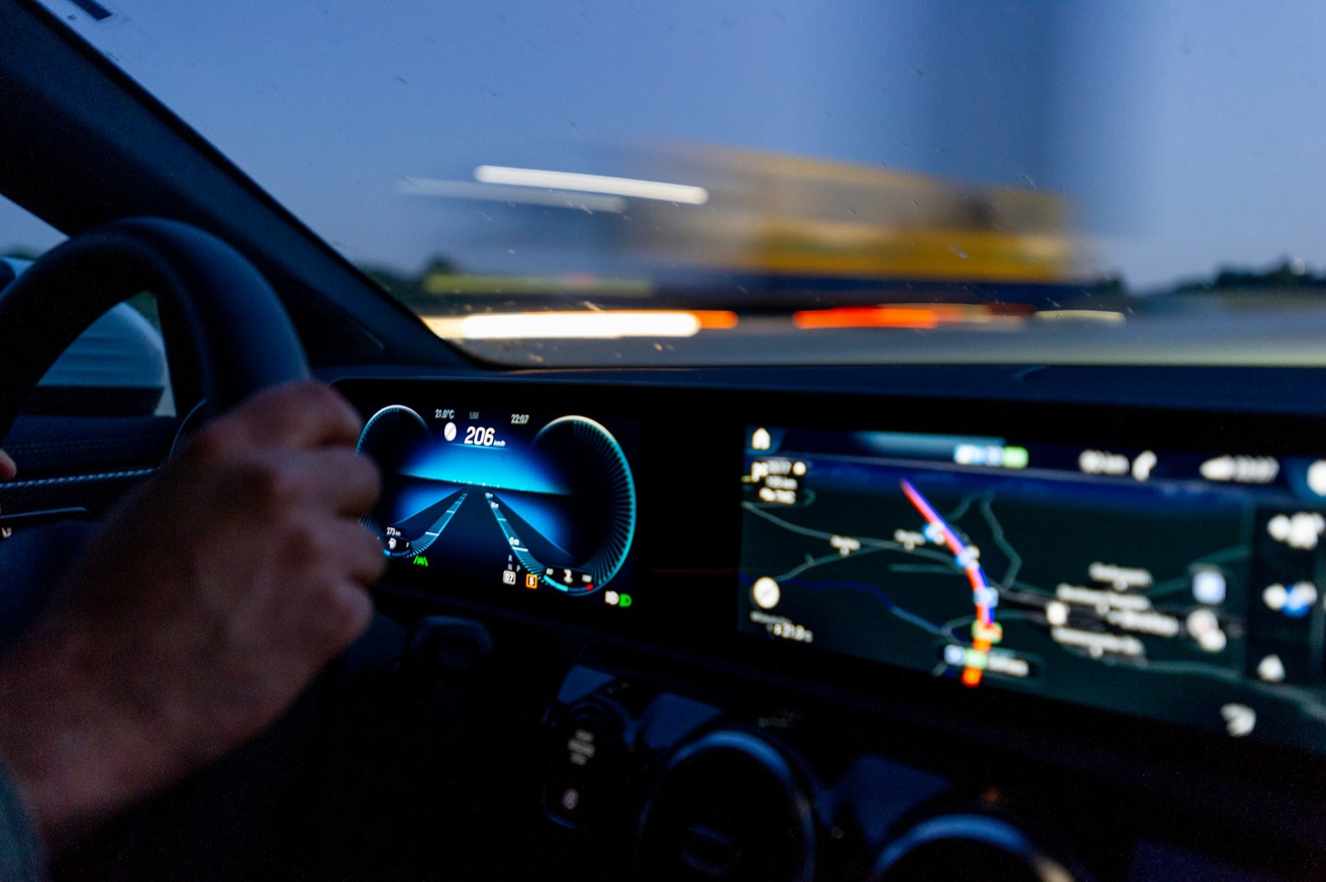 Driver-facing digital cockpit display capturing real-time driving and sensor telemetry