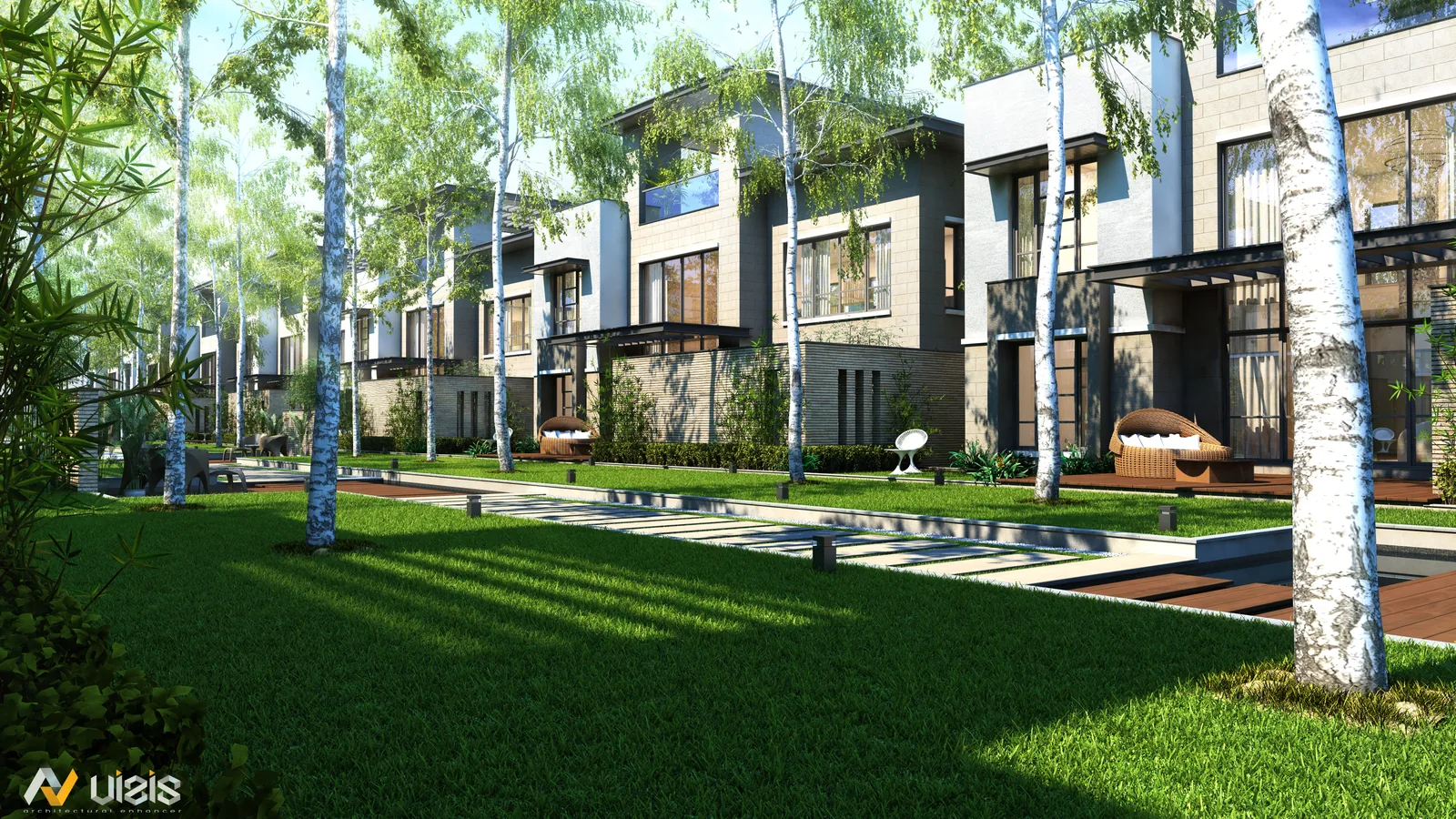 Aerial landscape masterplan render